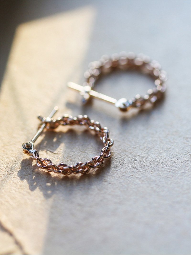 cui-cui｜ゴールド チェーンライク スナップ フープ ピアス | K10YG