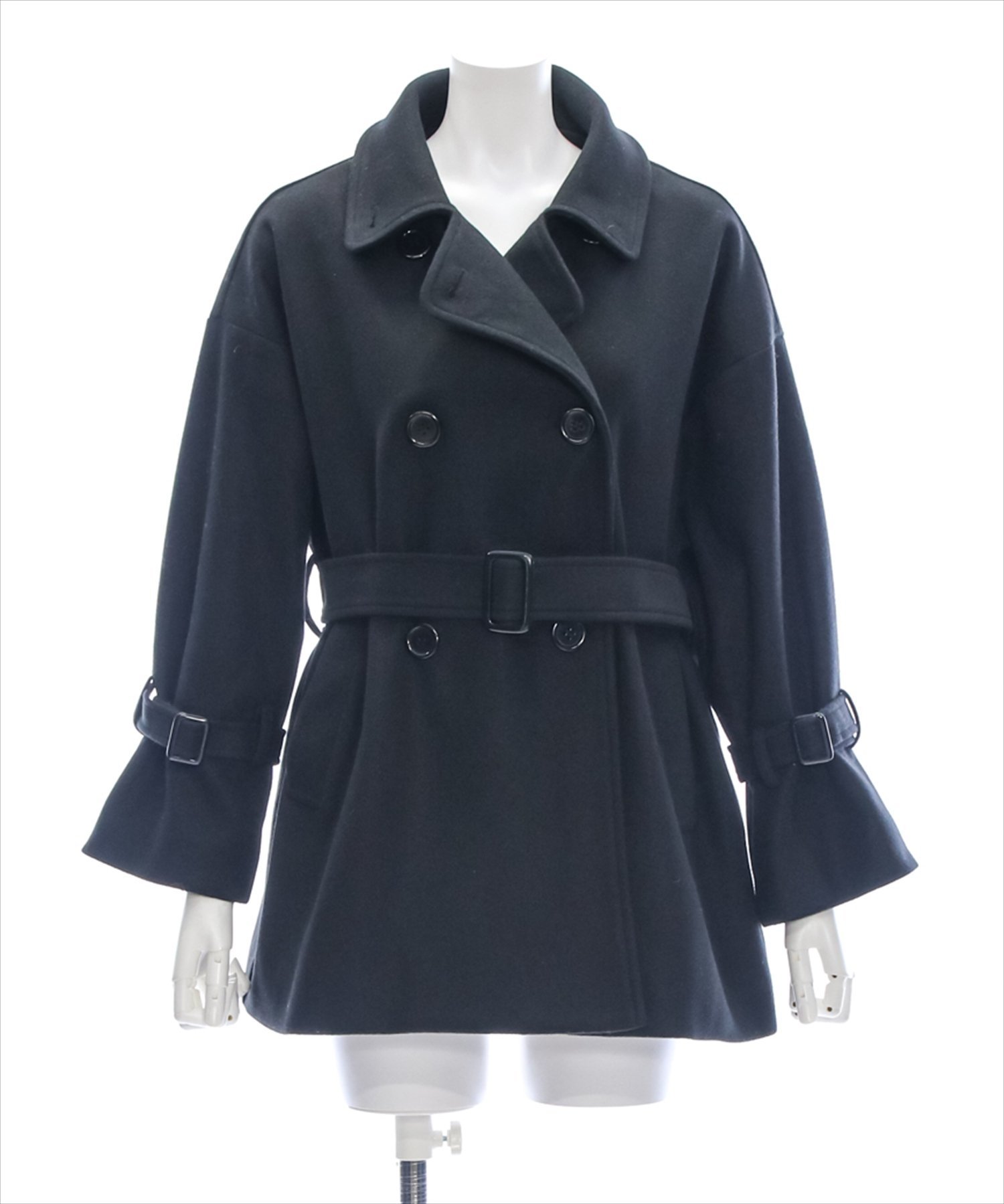 clear｜フェイクウールベルト付きダブルミドルコート | Rakuten