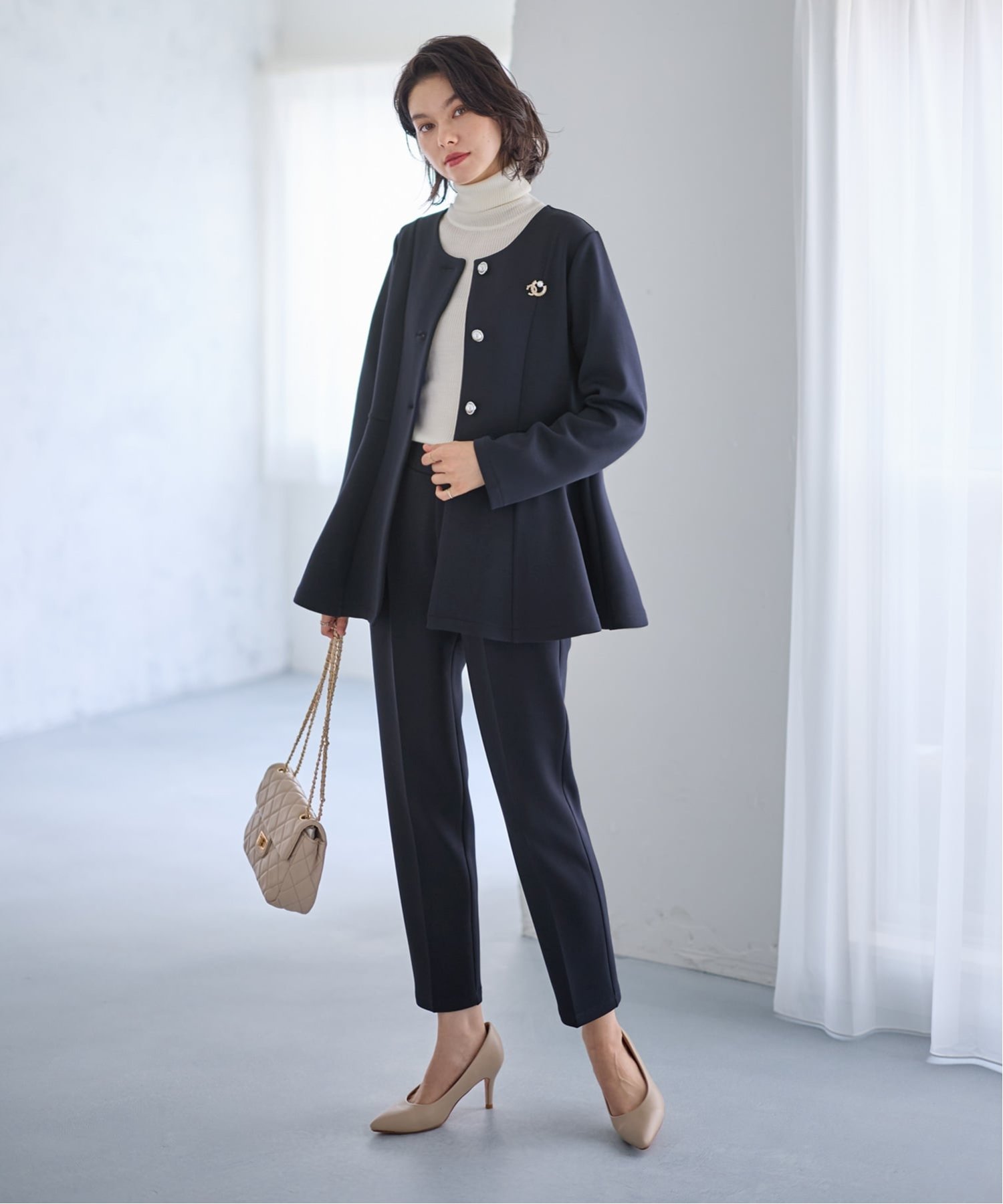 GeeRA｜【2点セット】ペプラムジャケットテーパードパンツセットアップ