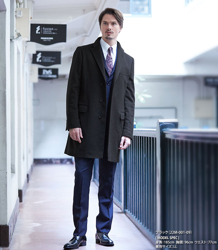 楽天市場】カシミヤ100％ チェスターコート メンズ カシミヤコート