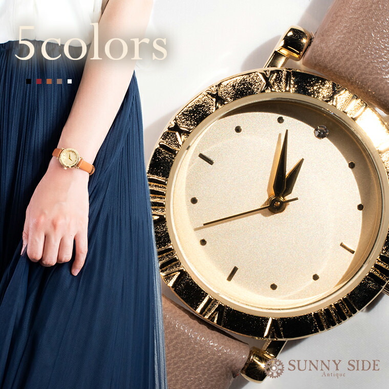 楽天市場】シャンパンゴールド文字盤レディース腕時計 バー