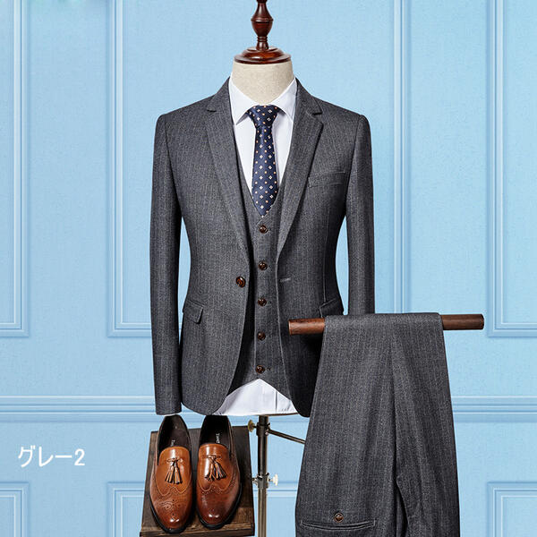 楽天市場】スーツ メンズ フォーマル ベスト追加可 背広 長袖 ビジネス