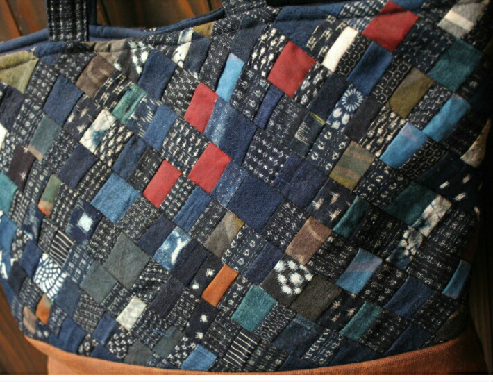 楽天市場】藍染 絣 パッチワーク バッグ トートバッグ 作家一点もの 藍