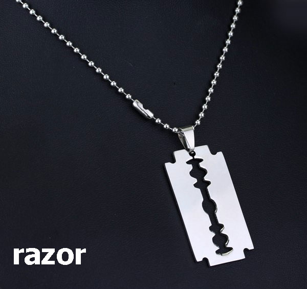 楽天市場】razor サージカルステンレス鋼かみそりの刃ネックレス