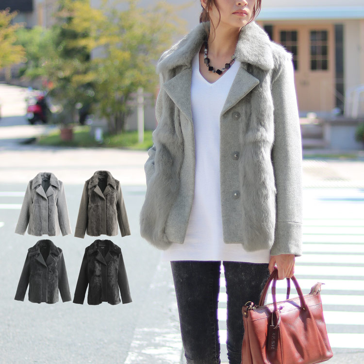 楽天市場】【期間限定価格】ラビットファー付ジャケット レディース 秋