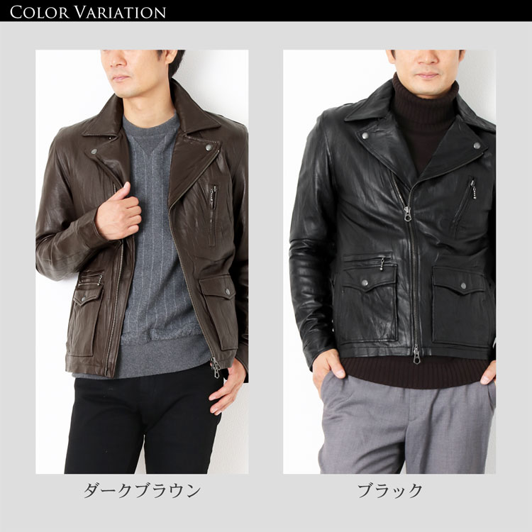 楽天市場】【5％OFFクーポン】ラムレザー ライダース ジャケット