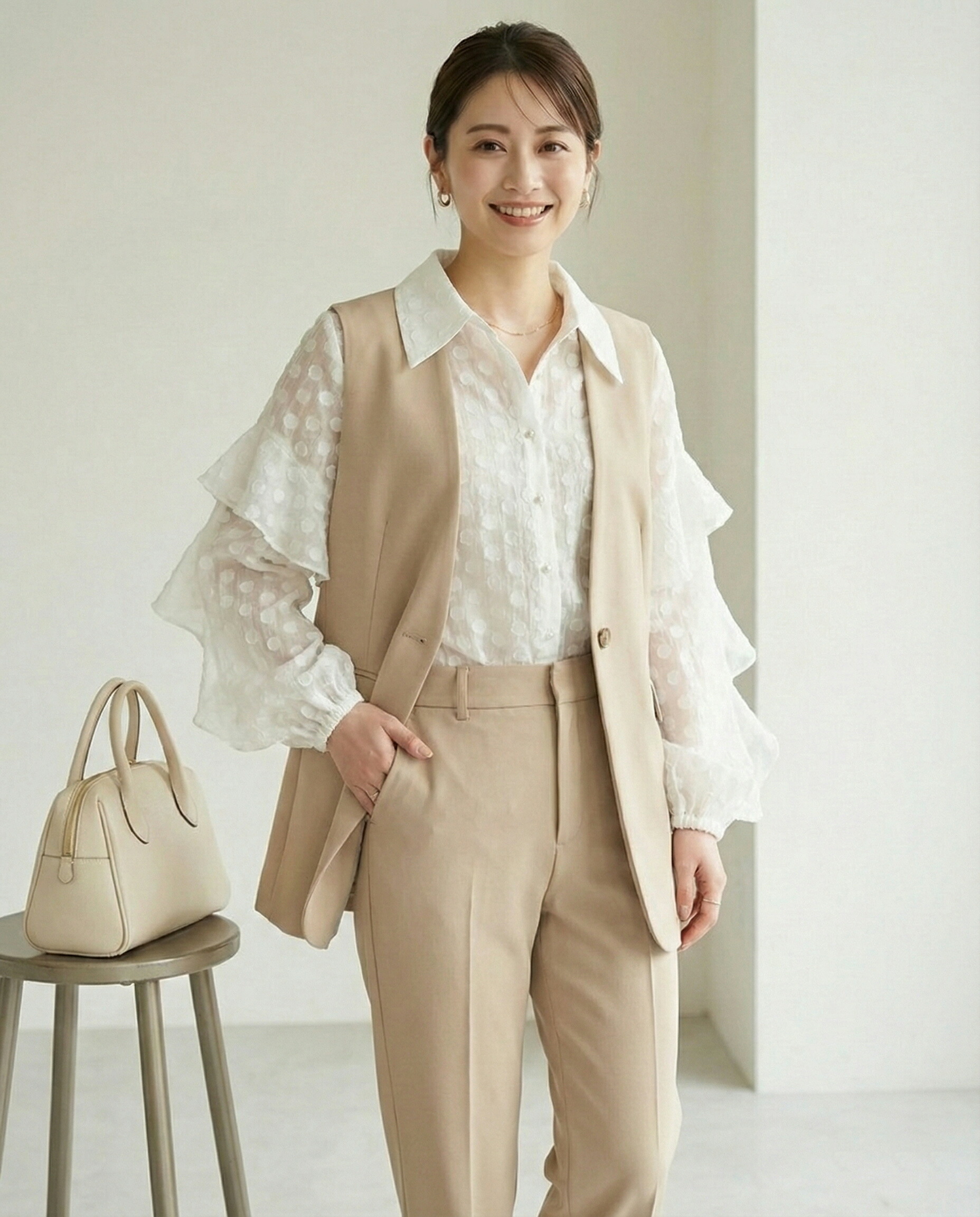 楽天市場】シャツ 長袖 フリル レディース シアーシャツ ドット ドット