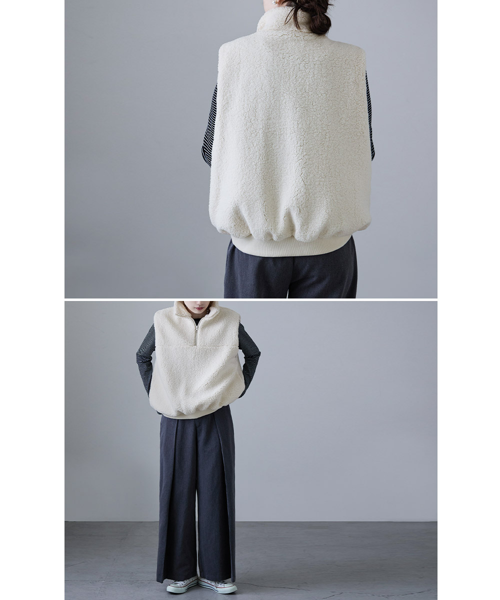 楽天市場】ハーフジップボリュームボアベスト トップス アウター