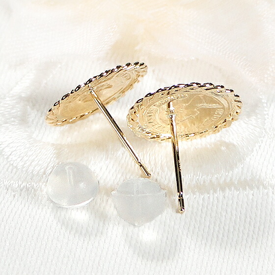 楽天市場】K18YG エリザベス二世 コイン型 ピアス18金 K18 18K