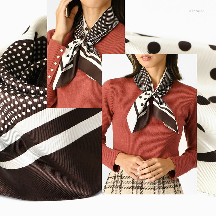 楽天市場】日本製 シルクスカーフ ドット 水玉 柄 プチスカーフ ツイル