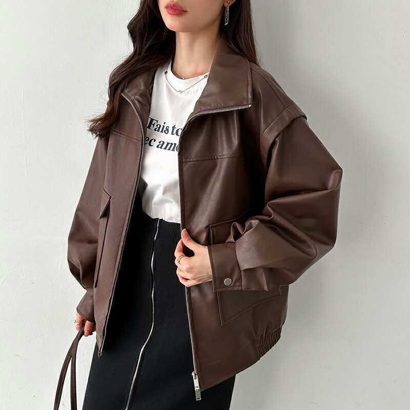 楽天市場】【OUTLET！クーポンで3,330円】 フェイクレザージャケット