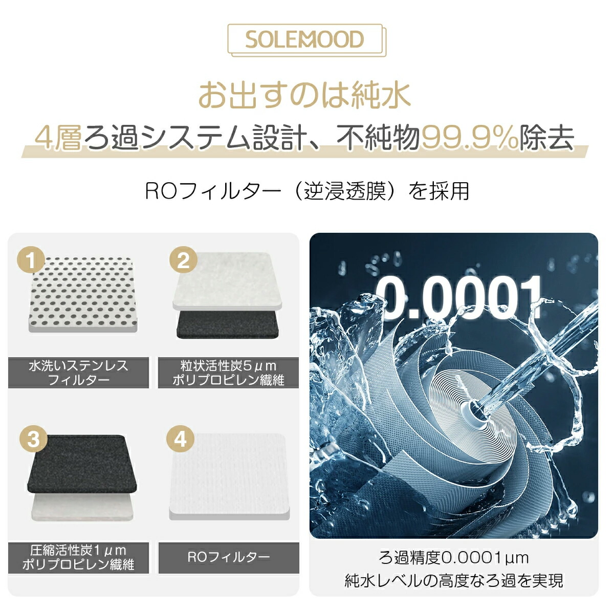 楽天市場】ウォーターサーバー 卓上 小型 水道水 SOLEMOOD 浄水型 RO