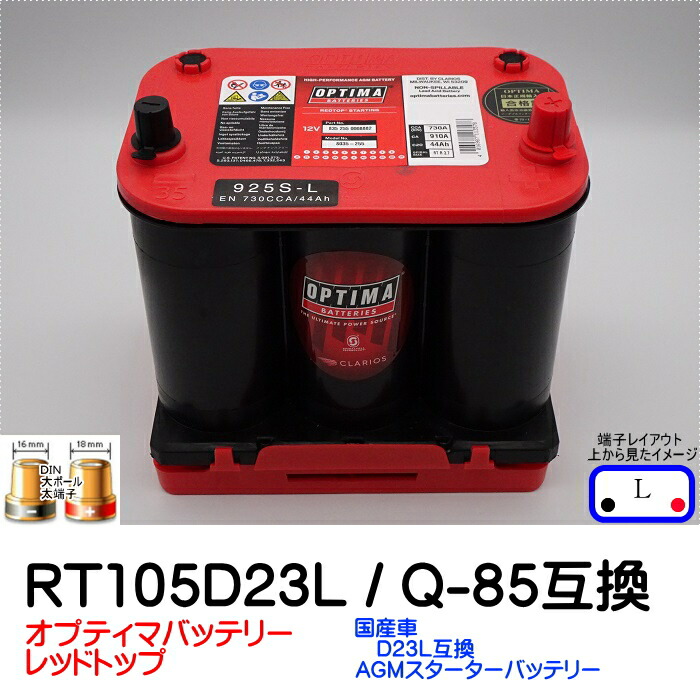 楽天市場】オプティマバッテリー【OPTIMA】レッドトップ RT105D23L /Q