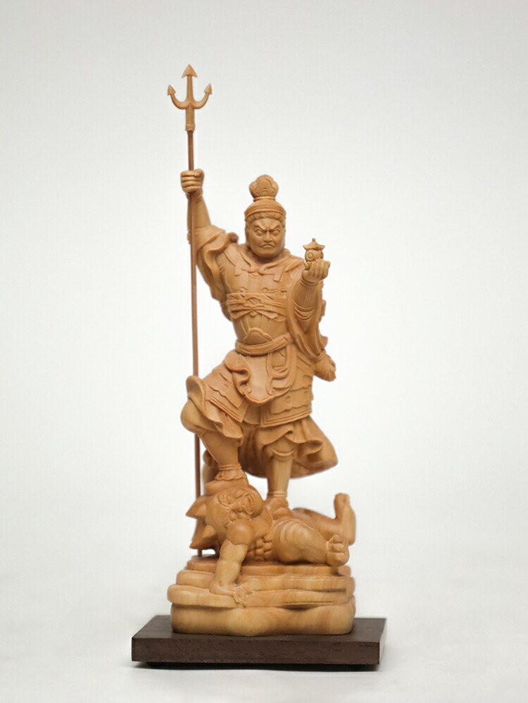 楽天市場】【総高15cm】毘沙門天 仏像 木彫り 『一刀彫 / 素材：柘植