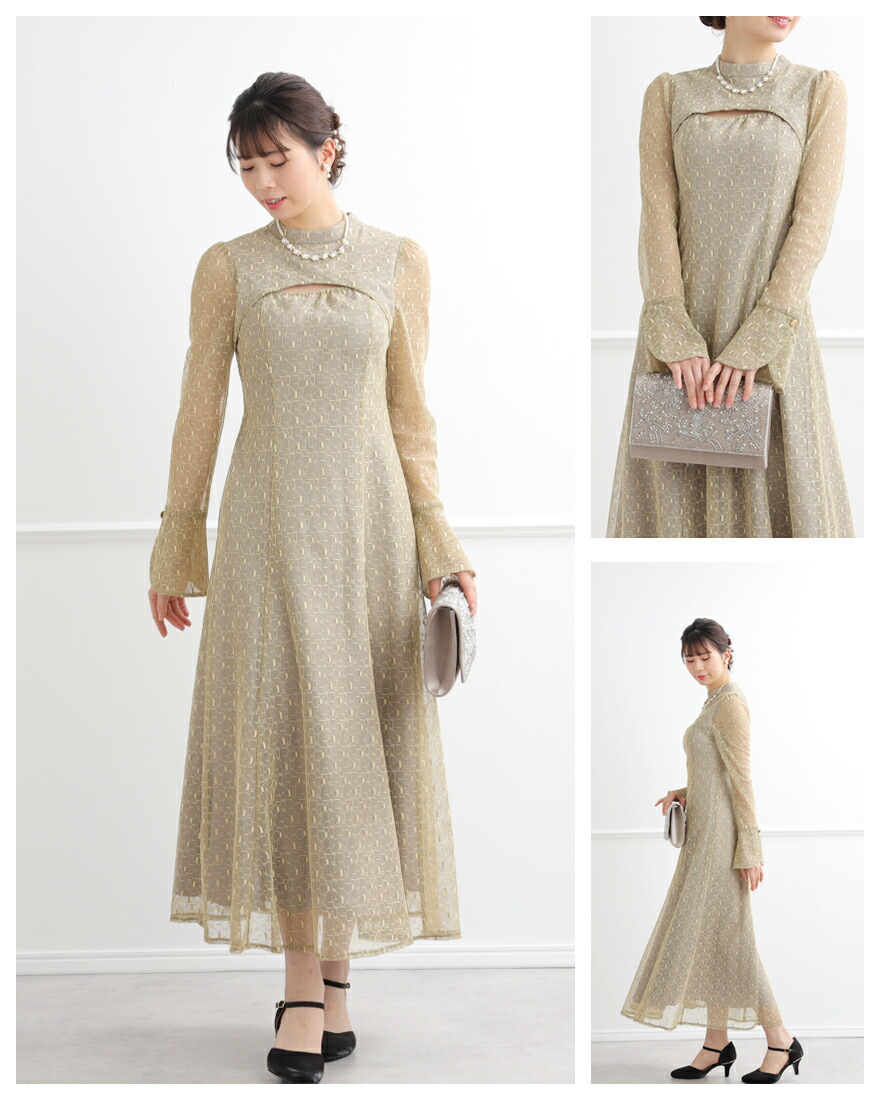 楽天市場】バックオープンジオメトリックドレス パーティードレス 結婚