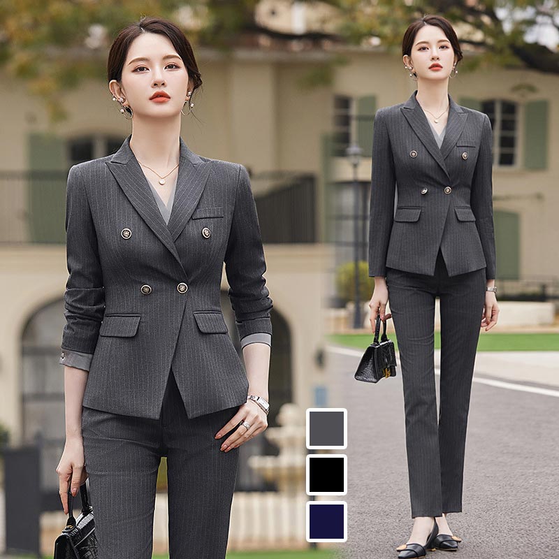 楽天市場】全3色 パンツスーツ ストライプ セットアップ 2点セット