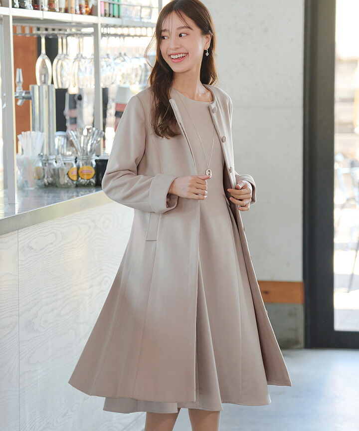 楽天市場】ノーカラーバックリボンウールコート レディース ウール