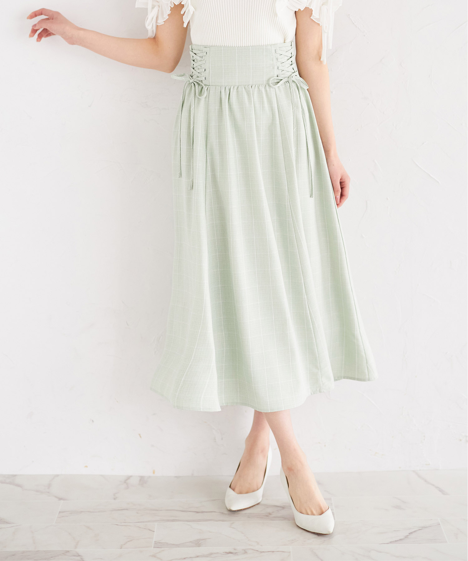 楽天市場】サイドレースアップチェック柄フレアスカート【noralie