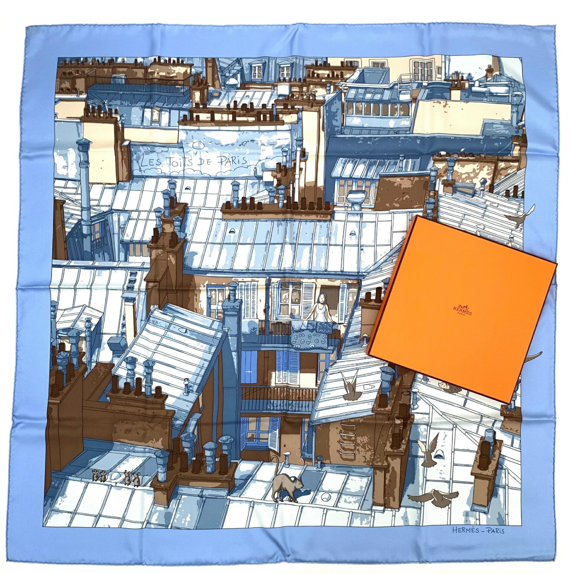 楽天市場】未使用級 HERMES エルメス カレ90 シルクスカーフ LES TOITS
