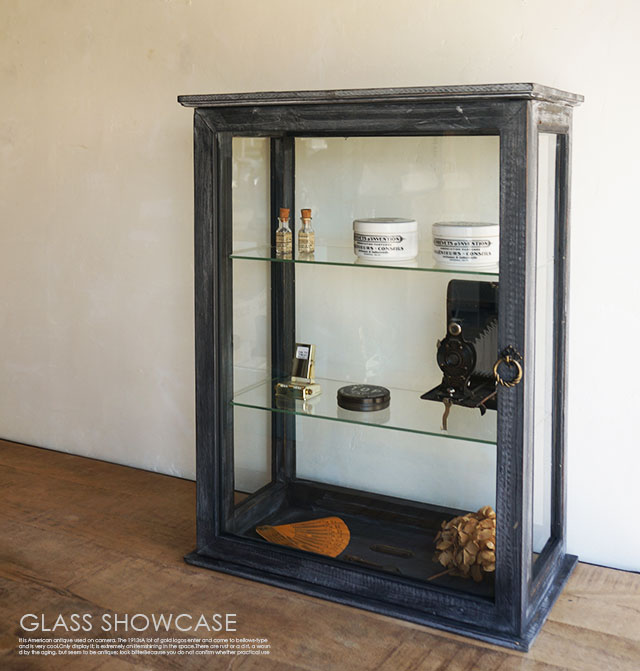 楽天市場】【送料無料】ウッドガラスショーケース/ブラック/北欧レトロ