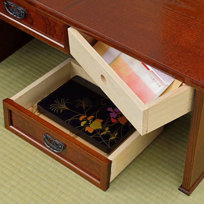 楽天市場】文机 引出し付 けやき調 日本製 机 つくえ 畳机 書斎机 日本