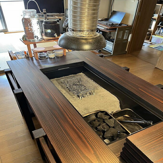 楽天市場】【期間中10％off 】【灰 五徳セット】大型囲炉裏テーブル座