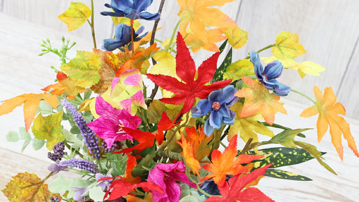 楽天市場】造花 ききょうやコスモスが秋色に咲いたアレンジ 秋の