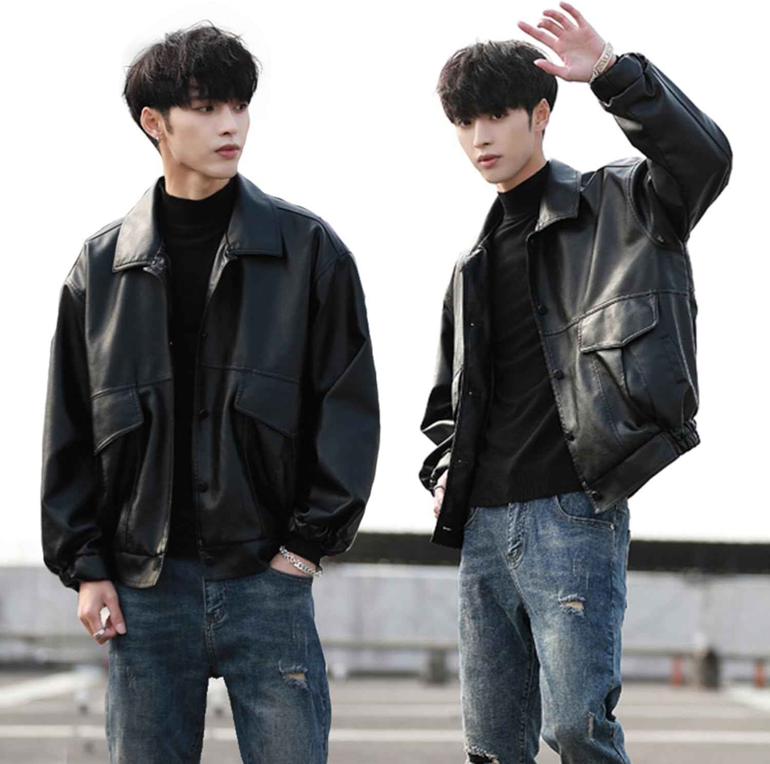 楽天市場】【20%OFFクーポン〜】PUレザー メンズ ショート丈 レザー