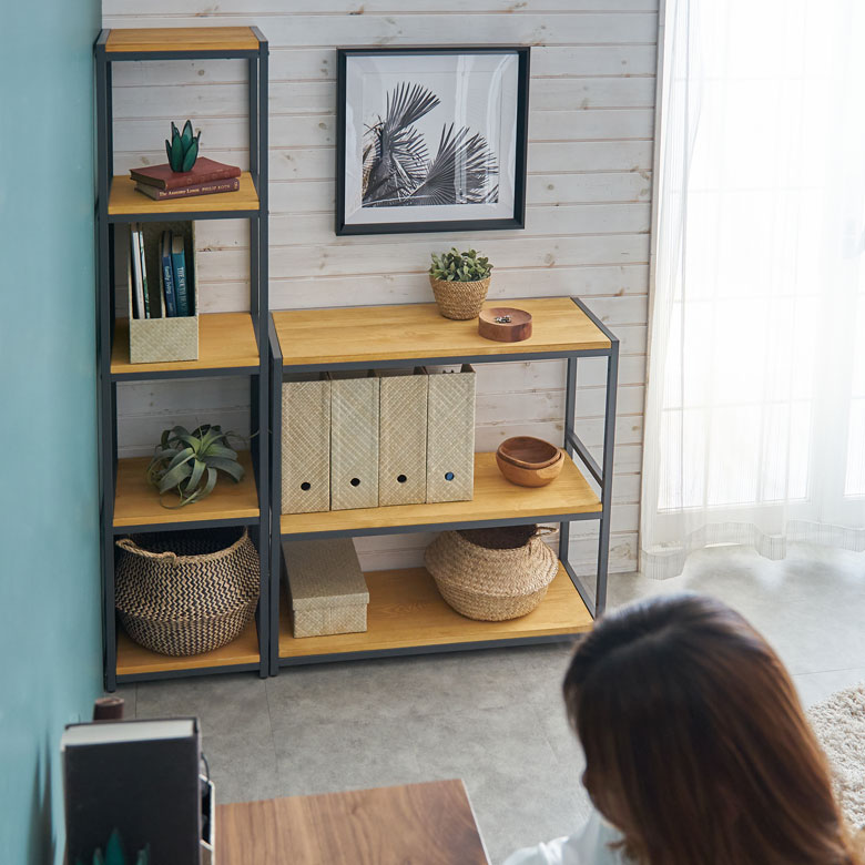 楽天市場】オープンラック 幅84cm 3段 W 84 × D 33× H 82cm 無垢 木製