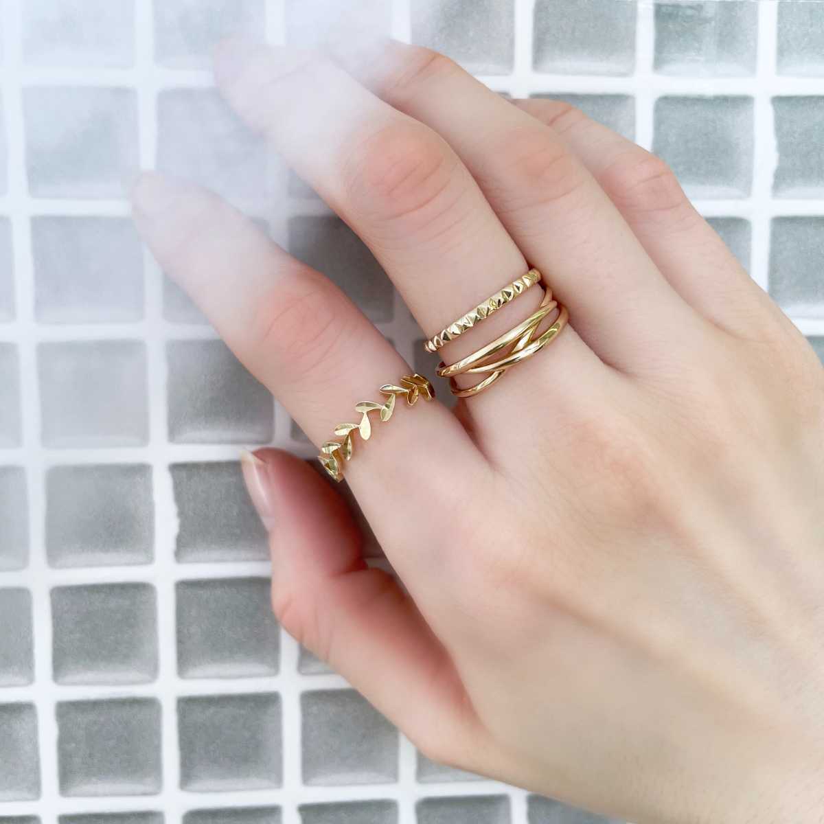 楽天市場】K10イエローゴールド リーフリング／ ヴイエー ヴァンドーム