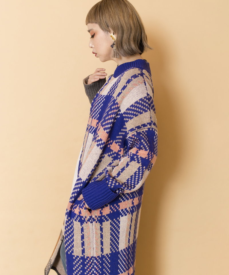 楽天市場】チェックジャガードニットコート／オズモーシス（OSMOSIS