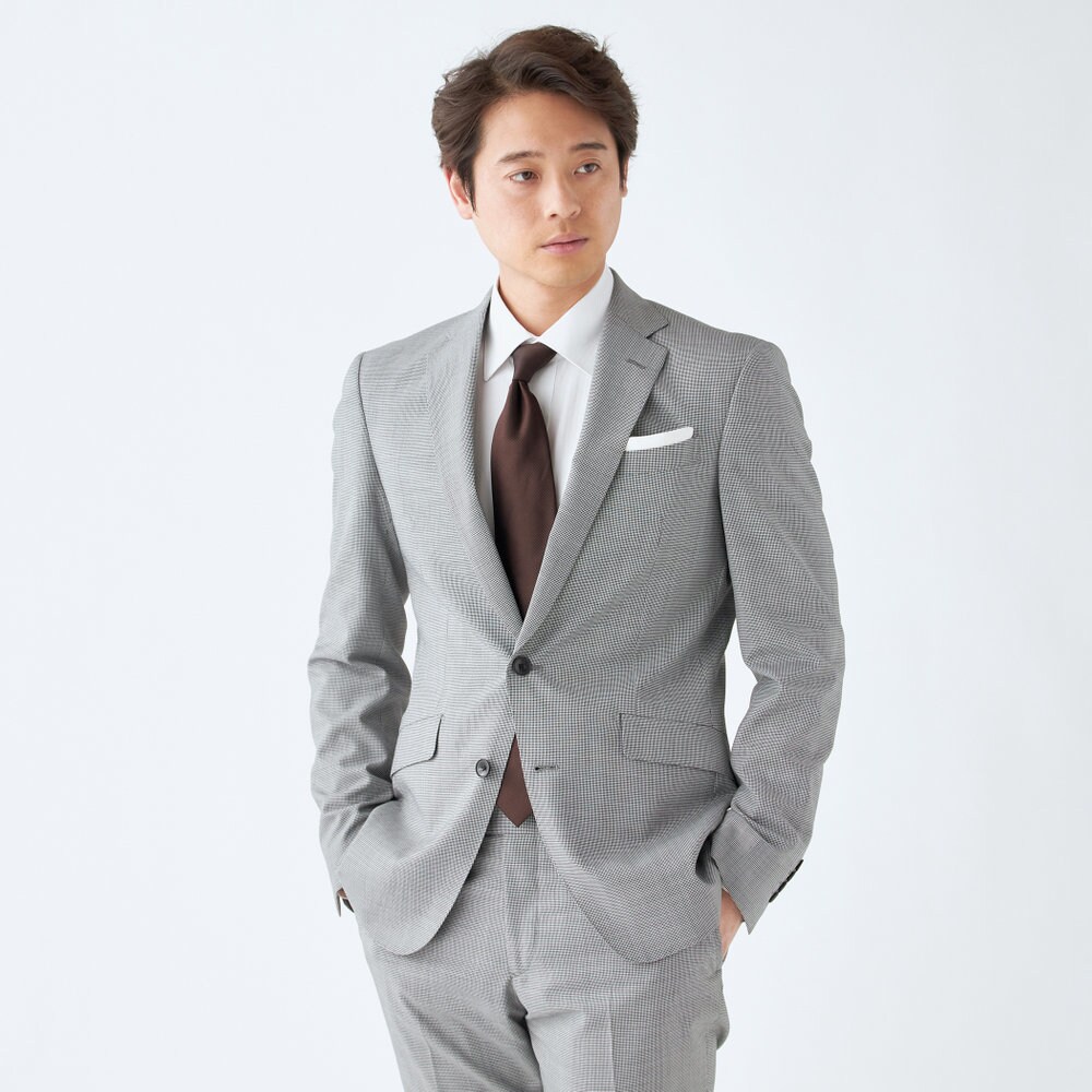 楽天市場】【洗えるスーツ】ノータックパンツ グレー 千鳥格子