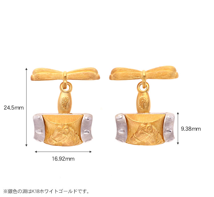 楽天市場】純金 カフスボタン ホース 馬 メンズ 男性 イエローゴールド