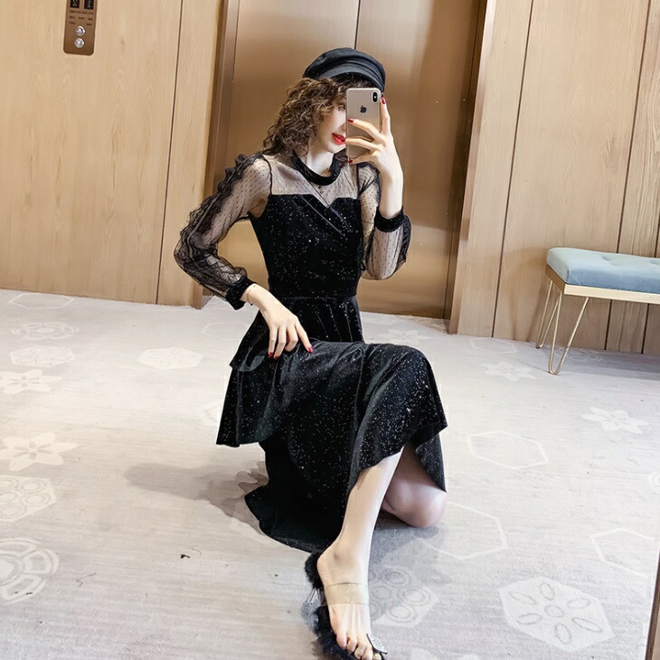 楽天市場】ワンピース 春 きれいめ シースルー フリル 長袖 フリル 裾