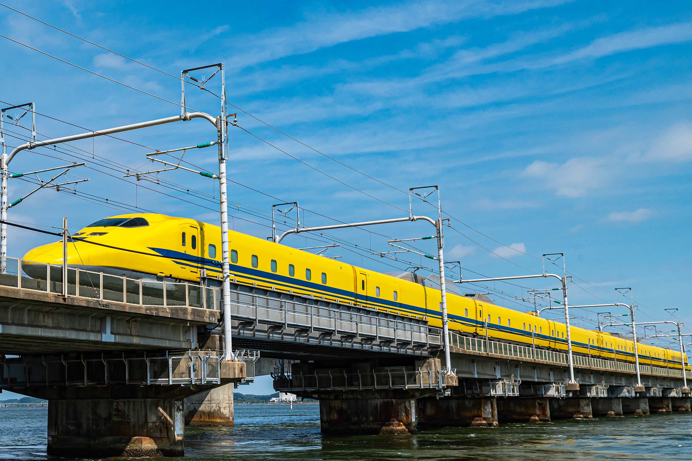 友禅染のドクターイエロー本革財布、販売中 19ポケットで中身もお洒落