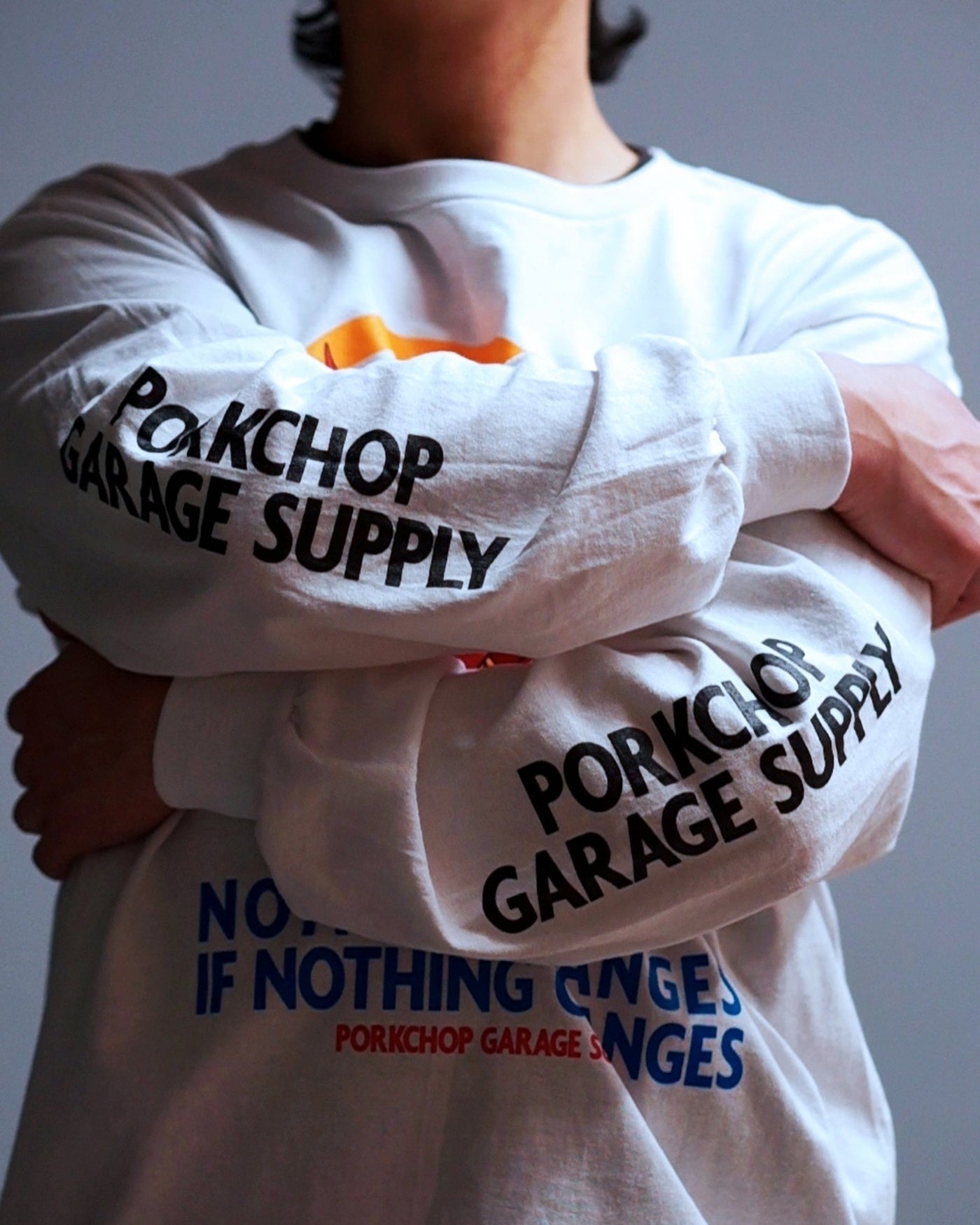 PORKCHOP | NOTHING DEVIL L/S TEE - White ポークチョップ ロンTの
