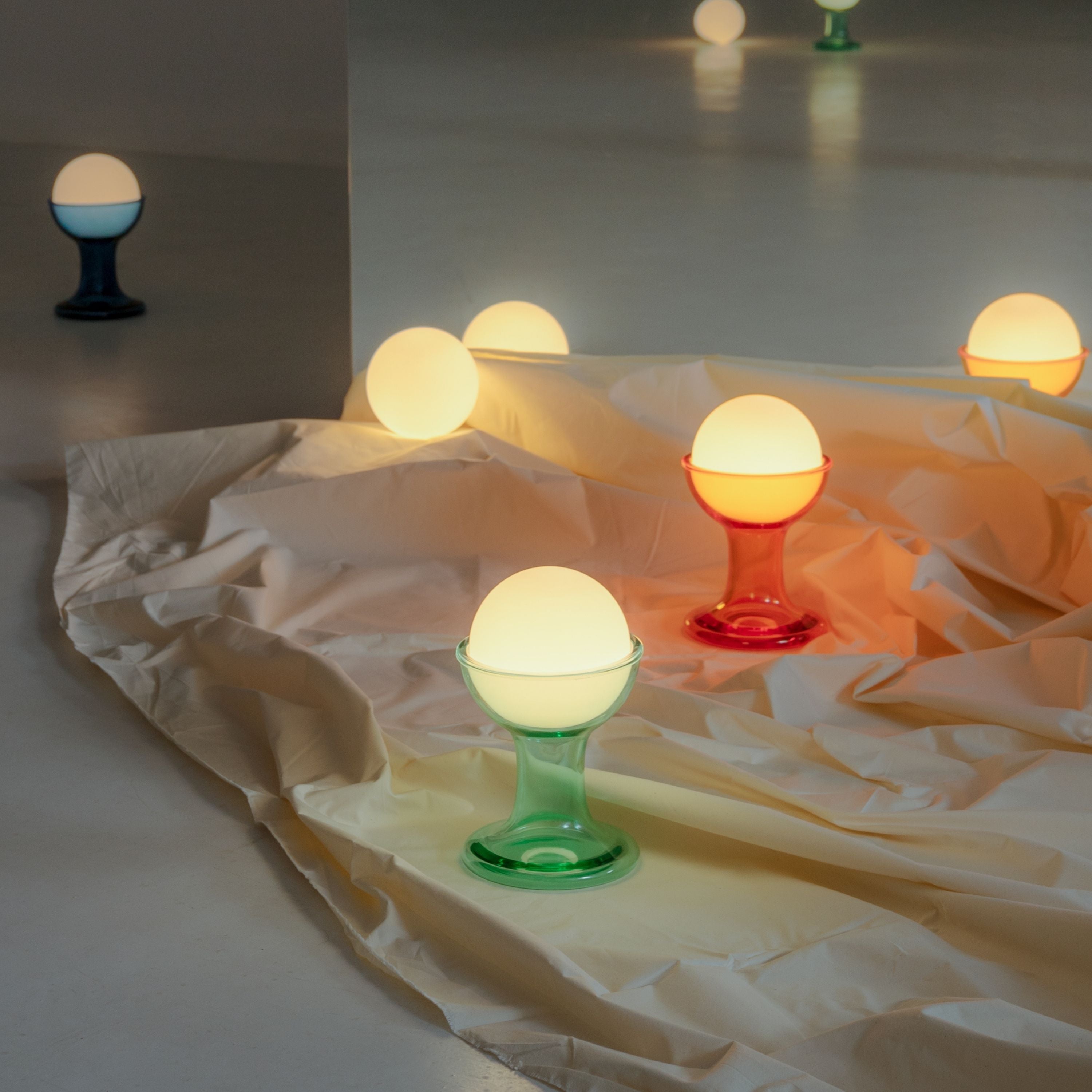 Carlo Nason 'Gelato' Portable Table Lamp in Opaline Glass for