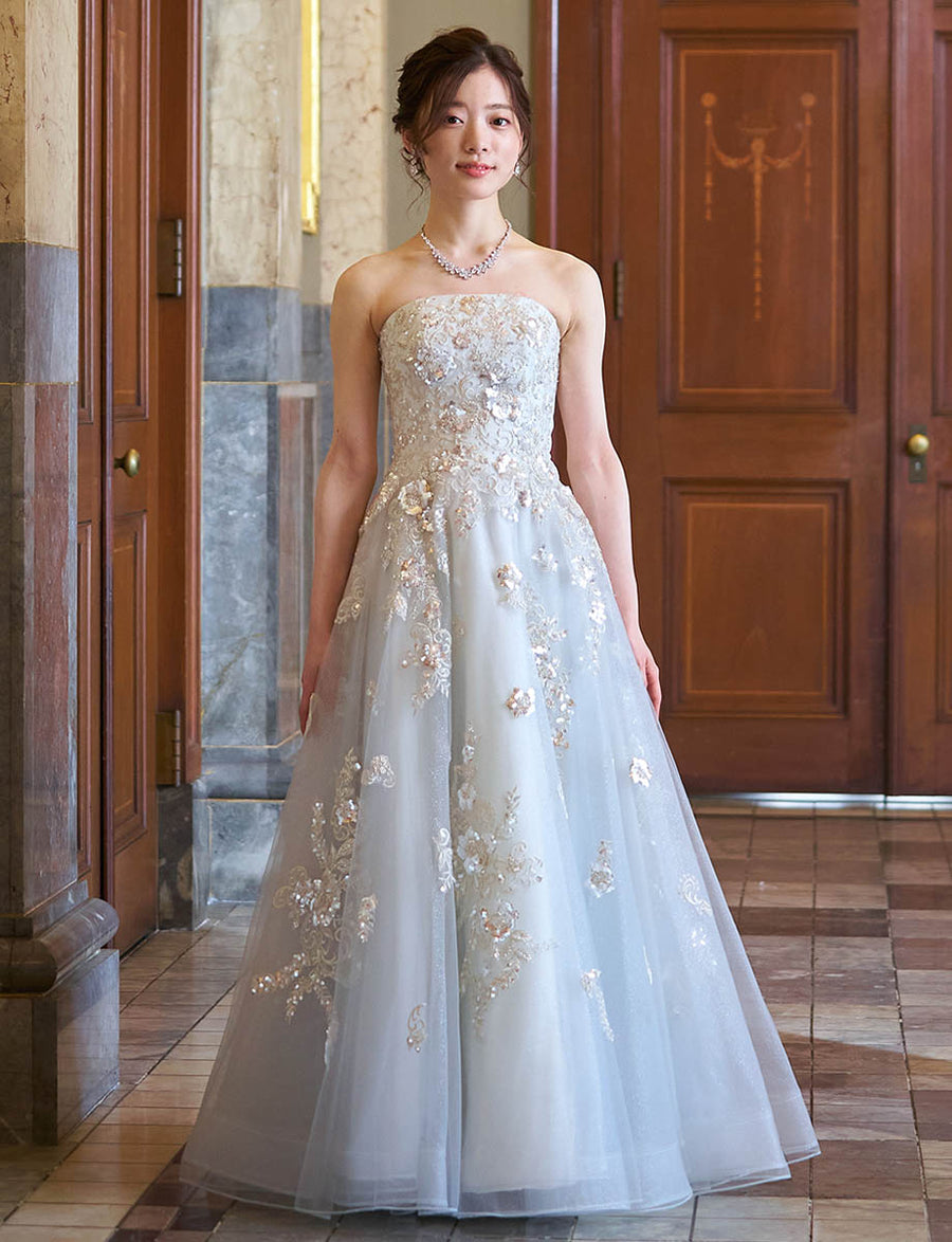 演奏会ドレス・ステージドレスにお薦めペールグレーロングドレス｜Fine