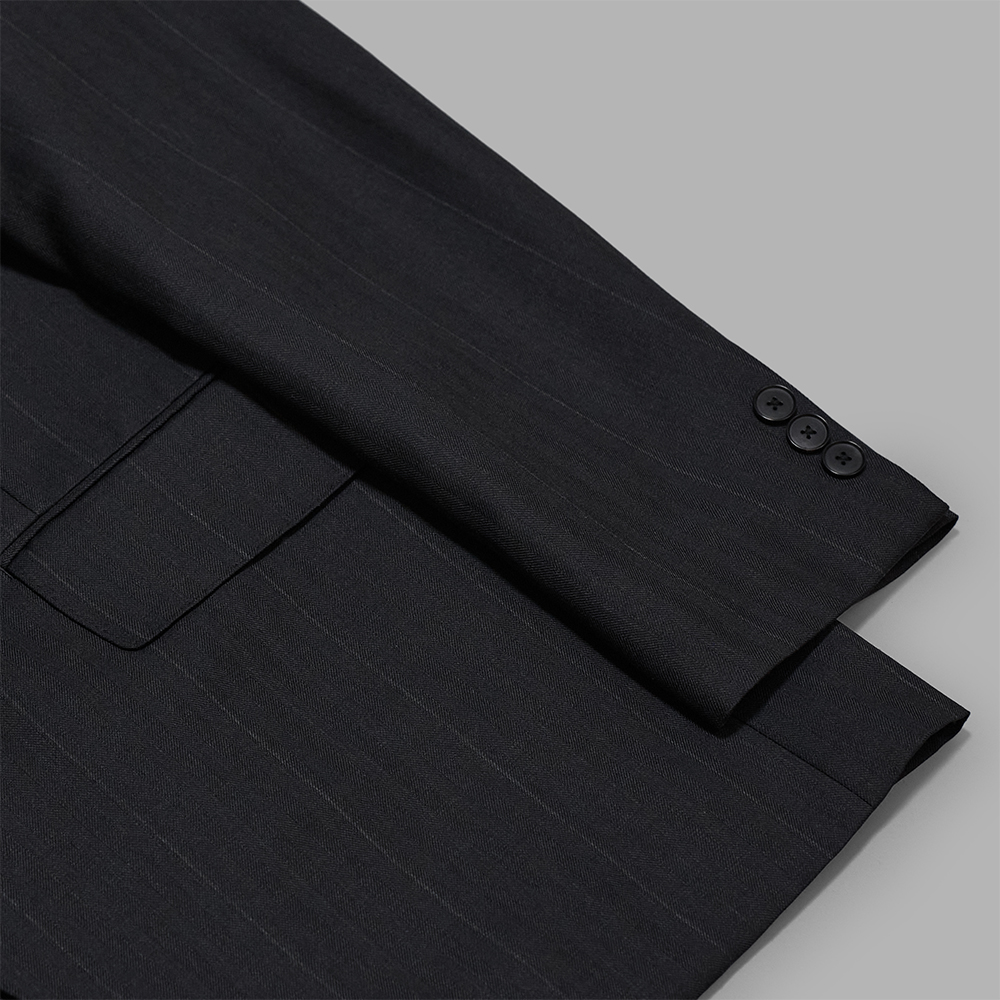 AURALEE / Bluefaced Wool Jacket (Charcoal Navy Stripe) | twelve