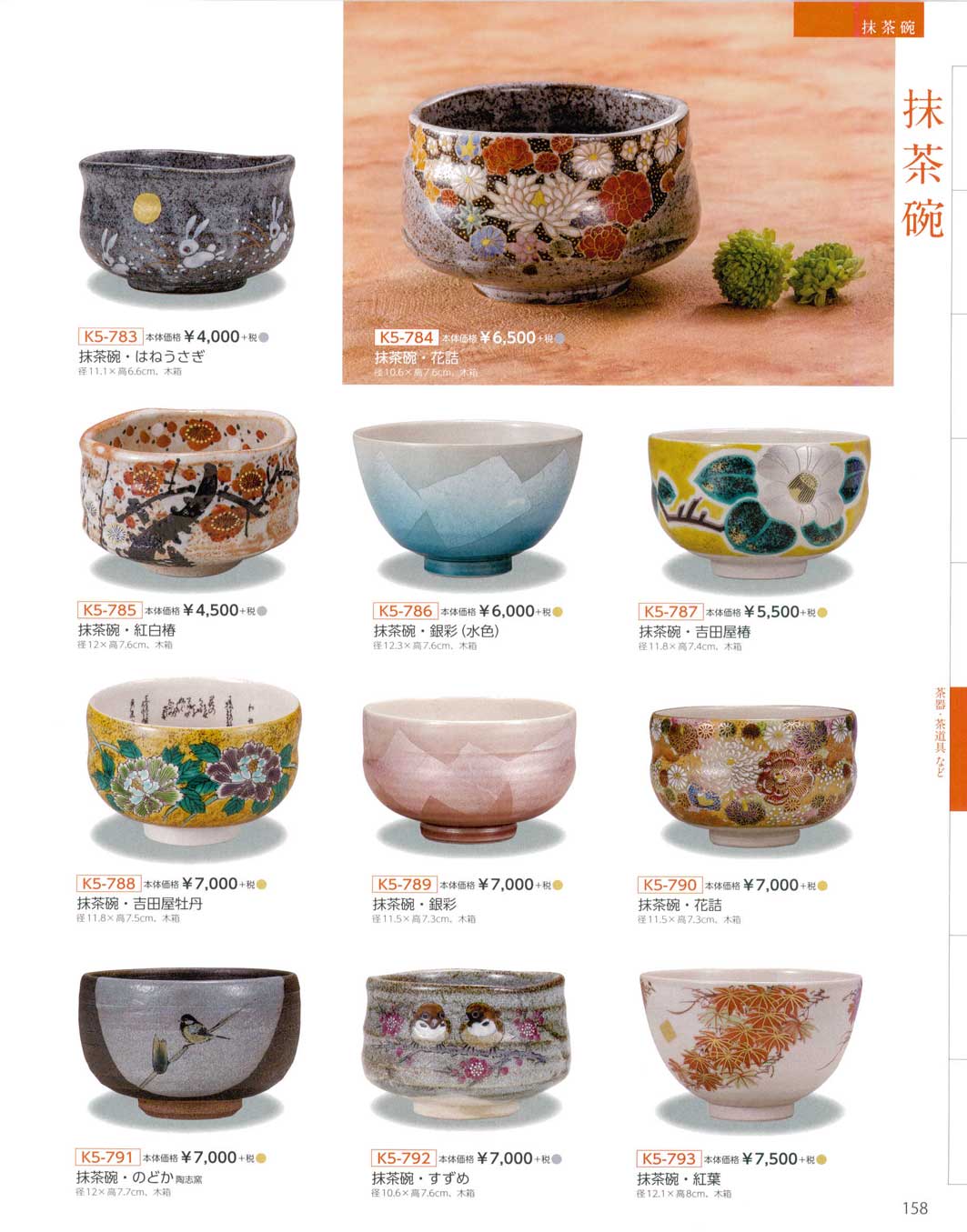 食器 抹茶碗九谷焼総合カタログK5－158ページ