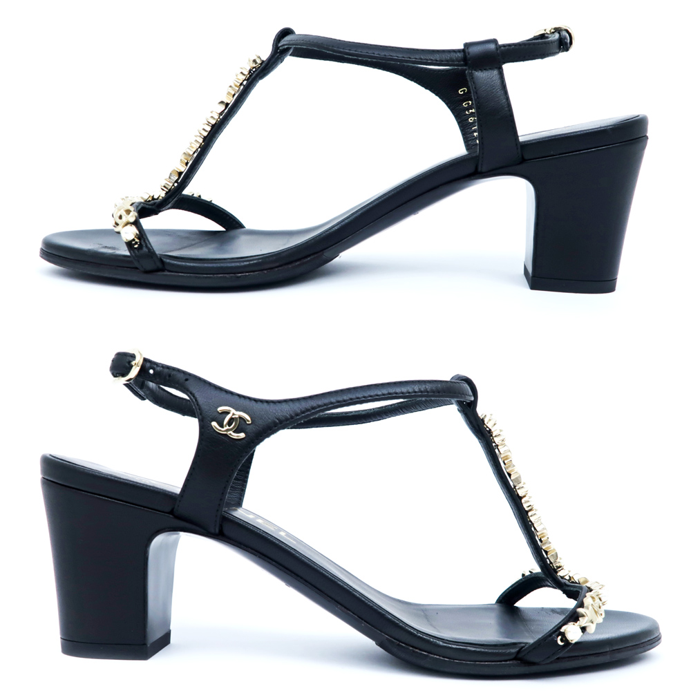 名東】【CHANEL】シャネル ストラップサンダル G36122 ブラック BK