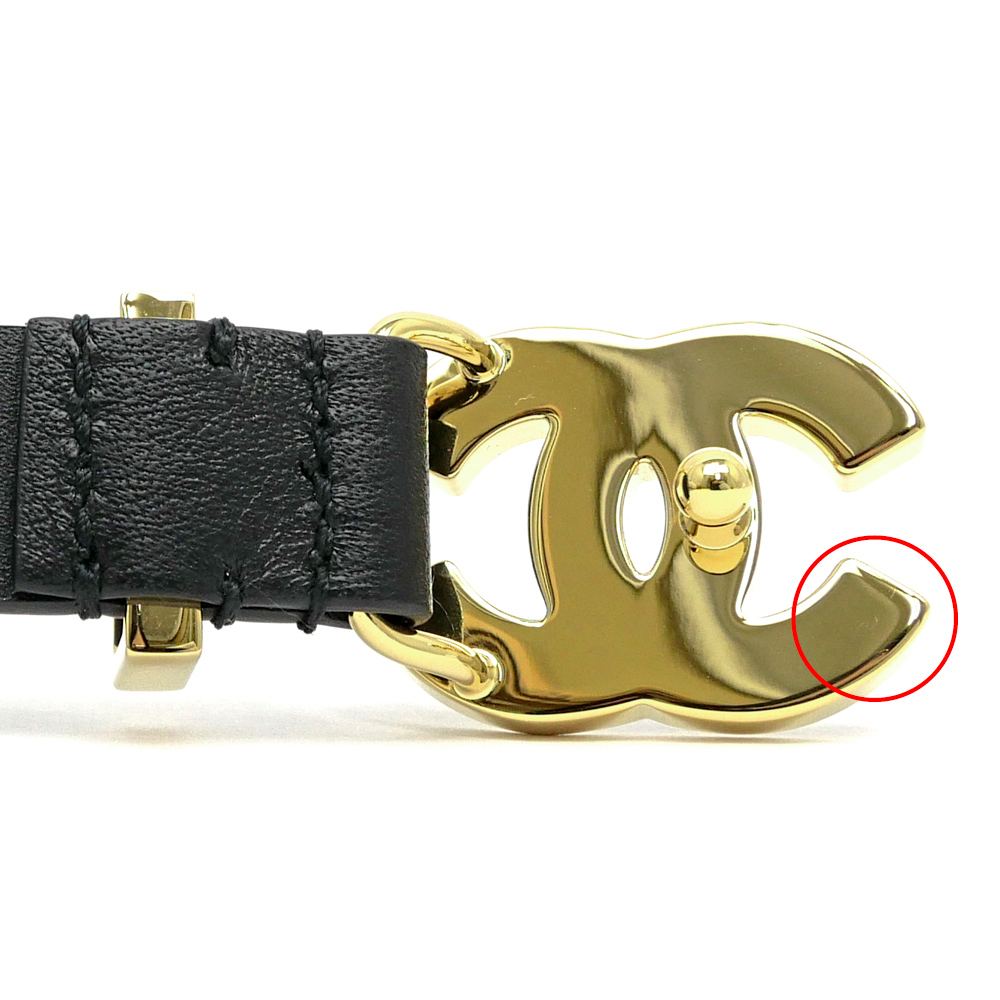 名東】【CHANEL】シャネル チェーンベルト ブラック 黒 ゴールド金具