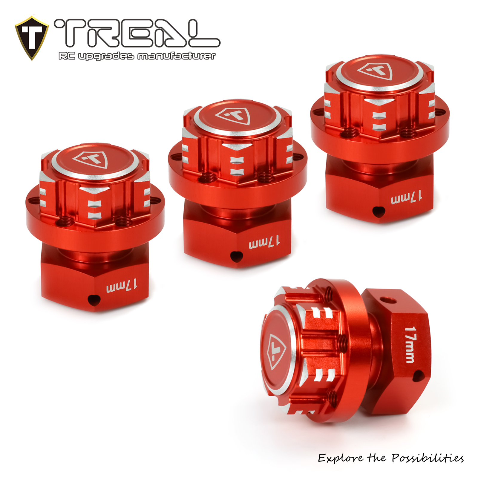 TREAL 7075 Aluminum 17mm Hex Hubs Adaptors Wheel Nuts Compatible
