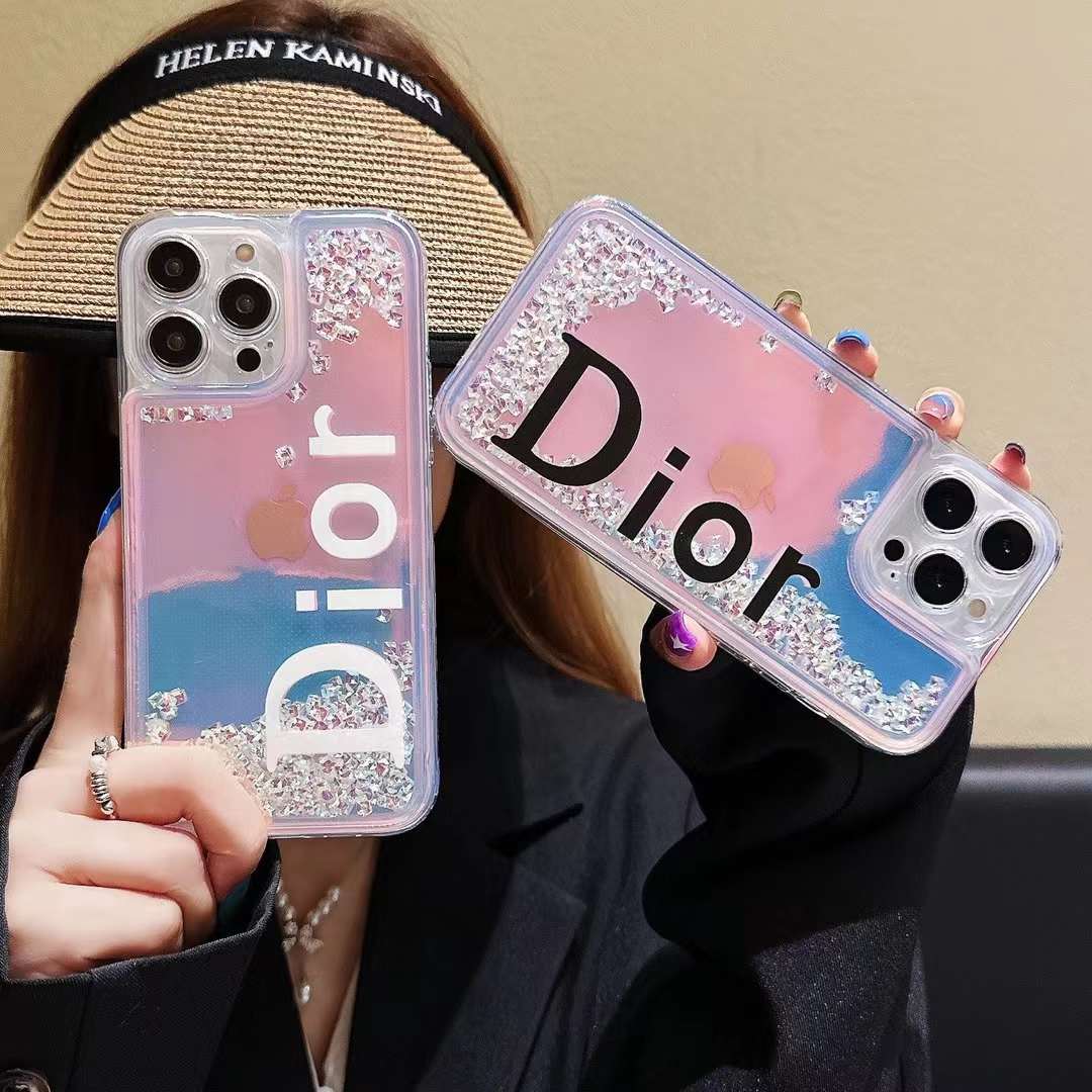 ディオール iPhone15 Pro/14 Proケース ラメ入り Dior iPhone15/14