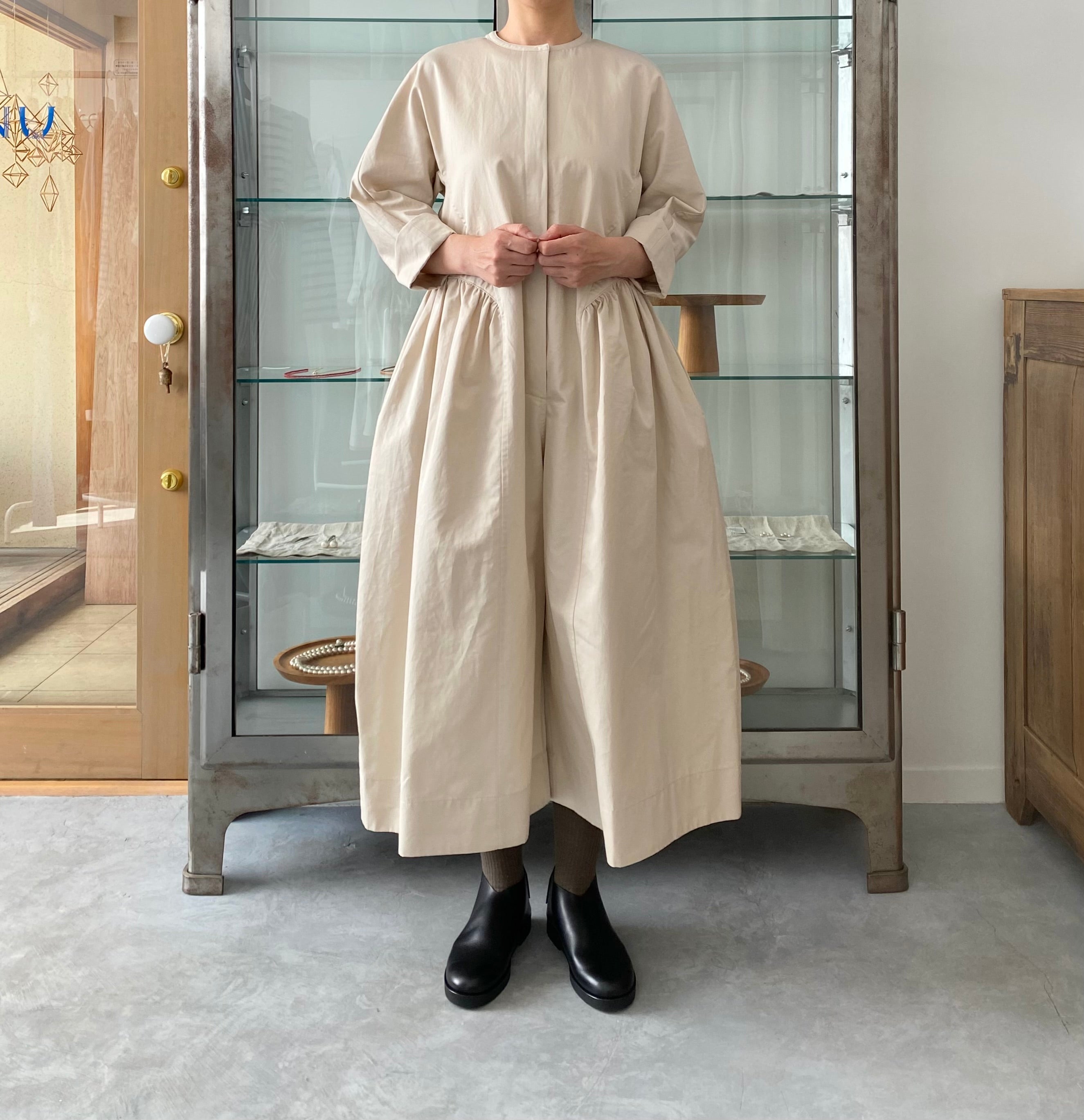 Side gather all-in-one （Cotton / Pink beige ) TENNE HANDCRAFTED