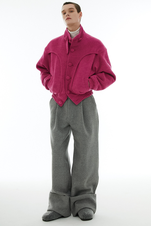 イーエスシースタジオ(ESC STUDIO) wool high neck jacket (pink