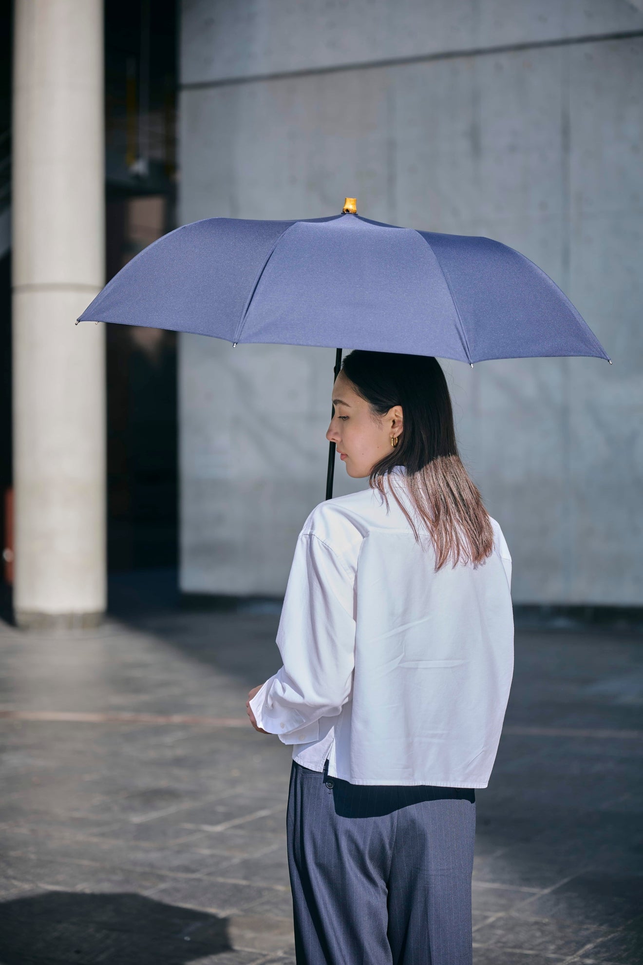 完全遮光100% 2段EASY 折りたたみ日傘/ニュートラル(55cm)