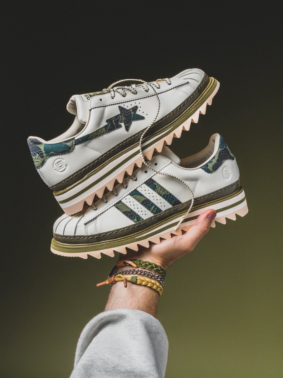 CLOT x BAPE®︎ x adidas Superstar by Edison Chen “Green Camo”が