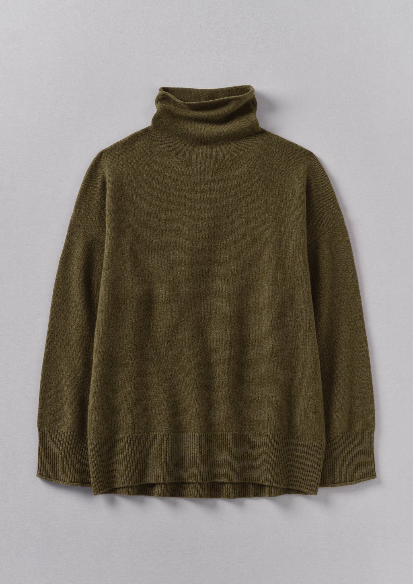 Roll Neck Wool Cashmere Sweater | Olive | TOAST