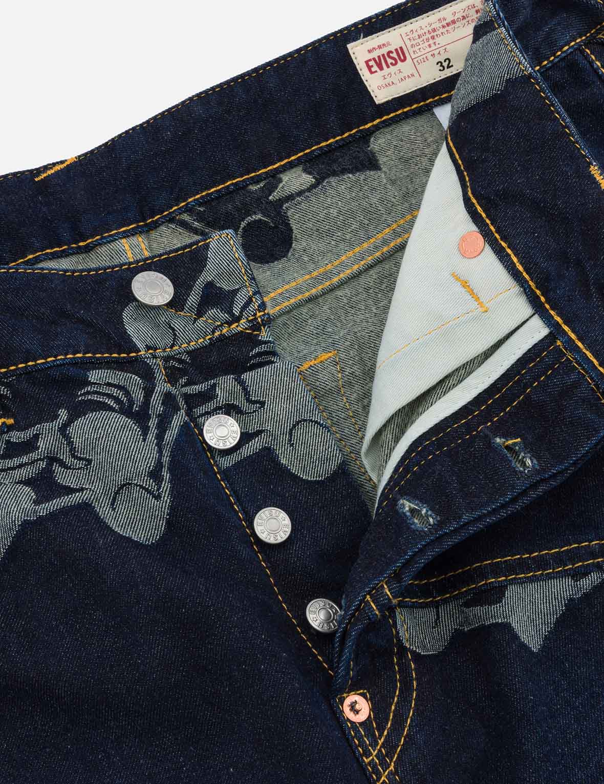 Seagull Embroidery and Godhead Jacquard Straight Fit Jeans – EVISU